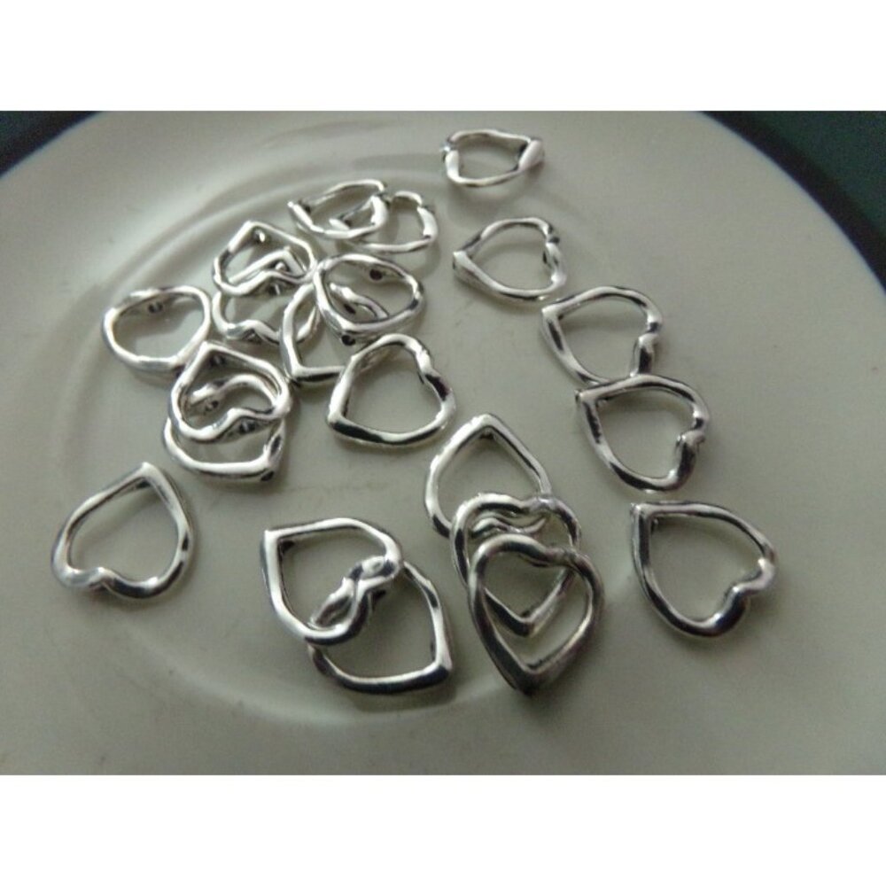 Antique Silver Plated Heart Bead Frames